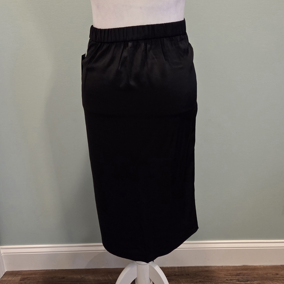 Nine West Black Faux Wrap Satin Finish Midi Skirt Size S NWT - Picture 6 of 16